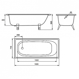 Ванна стальная Estap Classic 160x71 прямоугольная в Туле 2