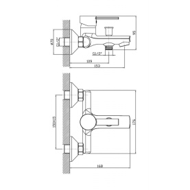 Смеситель GERA (арт. GE61611341) для ванны короткий изл.,карт.35мм Zollen в Туле 2