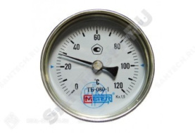 Термометр биметаллический Метер ТБ63 120С Дк 63 L=40 в Туле 0