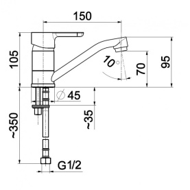 Смеситель GRANAT (5522-914-00) для умыв. повор.изл. 150мм, G12 Armatura KFA в Туле 2