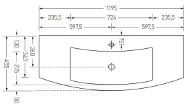 Раковина Акватон SEVIGLIA 120x12 (1195x455) FLOAT VIOLA MET в Туле 1
