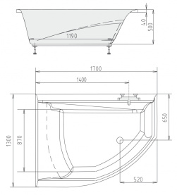 Каркас Alpen 170x110 для асимметричной ванны металлический в Туле 1