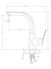 Смеситель одноручный Rossinka (40 мм)  для кухни с высоким литым поворотным изливом, LM Терракот в Туле 1
