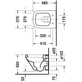 Унитаз подвесной Duravit Durastyle 370x480 мм 2539090000 компактный, с вертикальным смывом, без крепления в Туле 1