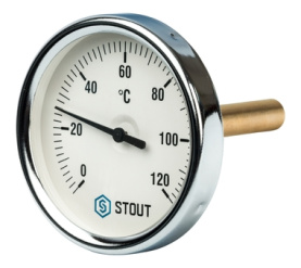 Термометр биметаллический с погружной гильзой. Корпус Dn 80 мм, гильза 75 мм 1 STOUT SIM-0001-807515 в Туле 0