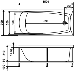 Ванна акриловая Vidima Сириус 160х70 см B155601, белая в Туле 3