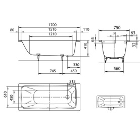 Ванна стальная Kaldewei Cayono 170х75x41 прямоугольная Мод 750 в Туле 2