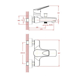 Смеситель WORMS (арт. WO61411441) для ванны короткий изл., карт. 40 мм Zollen в Туле 2