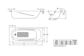 Стальная ванна BLB Universal Anatomica HG 170x75 см B75L с отверстиями под ручки 208 мм в Туле 3