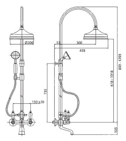 Душевая колонна Cezares FIRST-CVD-03/24-Bi со смесителем для ванны в Туле 1