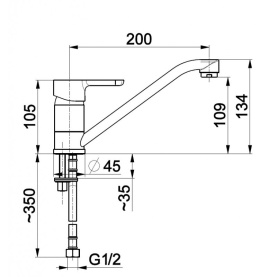 Смеситель GRANAT (5523-914-00) для кухни, повор.изл. 200мм, G12 Armatura KFA в Туле 2