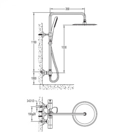 Душевая колонна Cezares SIESTA-CD-T-01 с термостатическим смесителем верхним и ручным душем в Туле 1